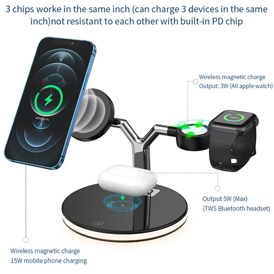 Power Trio Charger - 3 in 1 Magnetic Wireless Charger